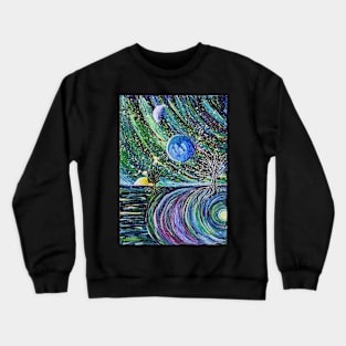 Cosmic Dreams: surreal acrylic painting Crewneck Sweatshirt